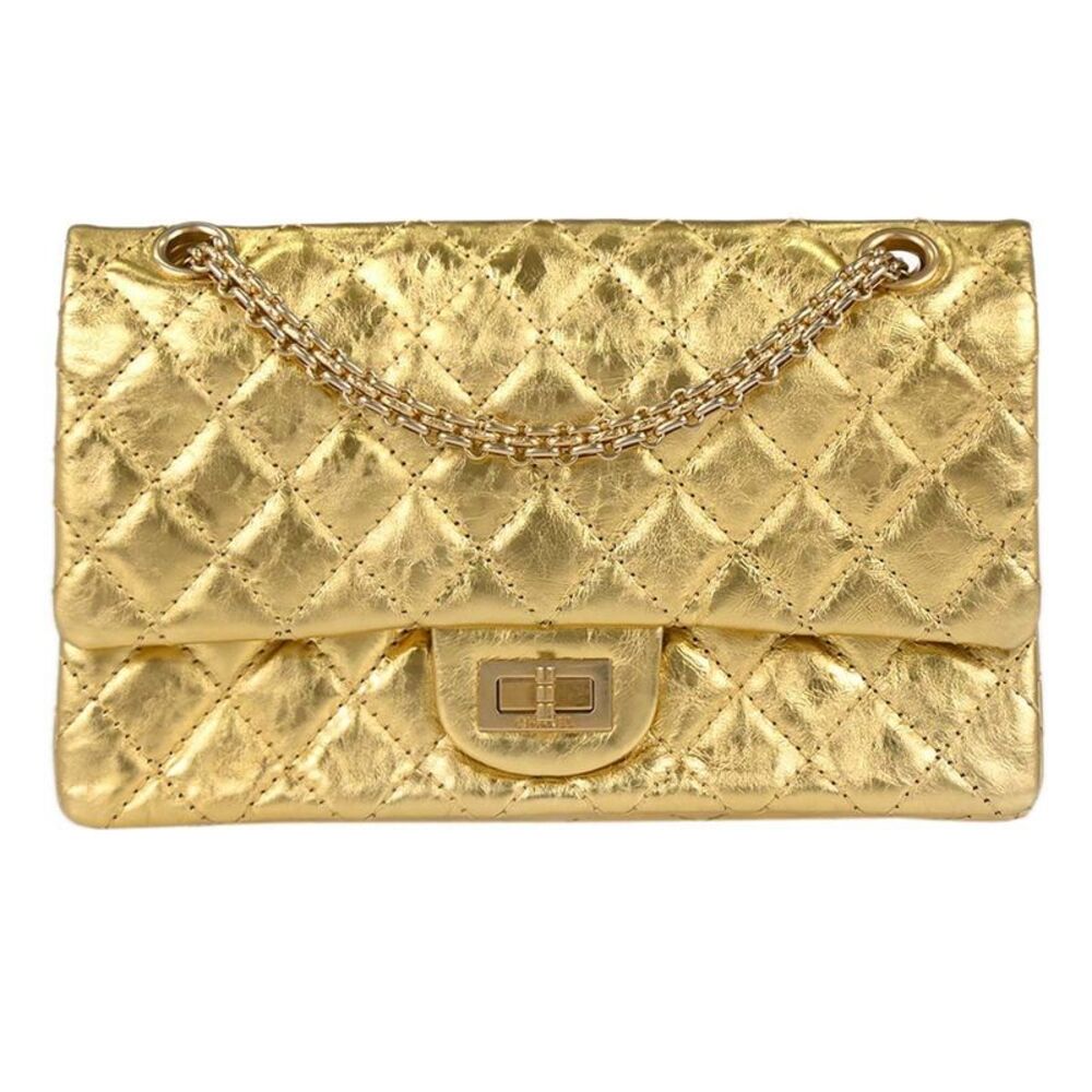 Chanel Reissue 2.55 Flap Metallic Leather Gold Calfskin Handbag